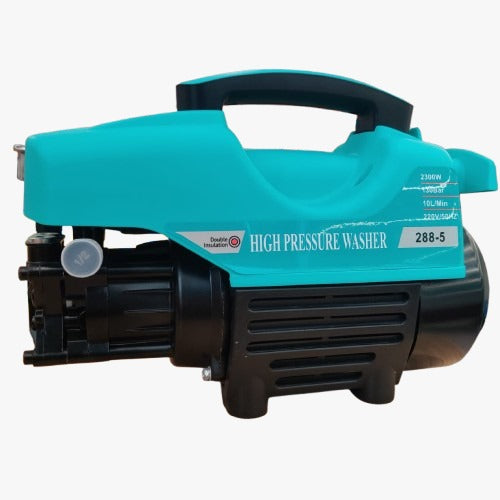 Turquoise high-pressure washer with visible branding on a white background